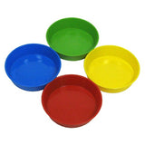 Colorful set of 4 sponge dip bowls for kids' painting, promoting creativity and easy paint storage.