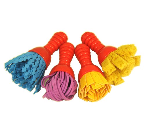 Colorful set of four texture wands for kids, designed for creative painting and easy grip for young artists aged 3 and up.