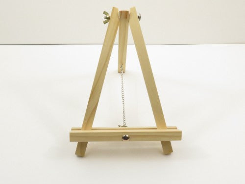 Mini A-frame display easel in pine, 24x18 inches, ideal for showcasing menus, artwork, and signs, lightweight and portable.