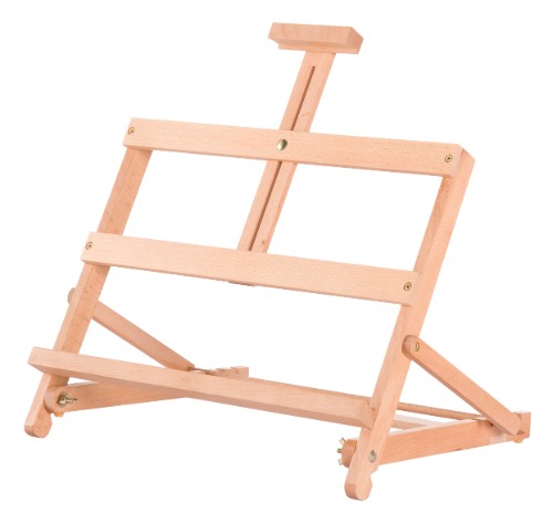 Adjustable beechwood table easel, perfect for displaying art up to 48 cm tall, with elegant design and sturdy supports.