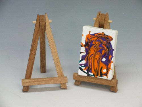 Mini A-frame easel in Elm, perfect for showcasing small photos and artworks with a touch of elegance.