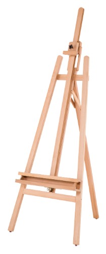 Adjustable Lyre Easel in beech wood, featuring height adjustment, sturdy design, and support for canvases up to 122cm.