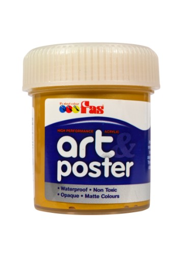 Vibrant 60ml gold poster paint for artists, ideal for crafts, sign writing, and UV glow effects, with excellent lightfastness.