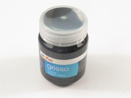FAS Gesso Primer Black 250ml, a fast-drying waterproof primer for canvas, enhances paint adherence and creates a smooth base.
