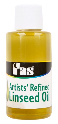 Acrylic paint enhancer in a 60ml bottle, featuring refined linseed oil for improved transparency, gloss, and extended working time.