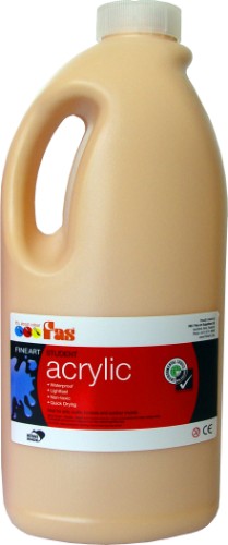 A 2-liter tub of non-toxic Flesh Tint acrylic paint for vibrant, lifelike skin tones in art projects.