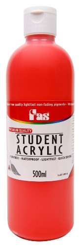 Acrylic Paint - Fas Student Acrylic 500ml Warm Red