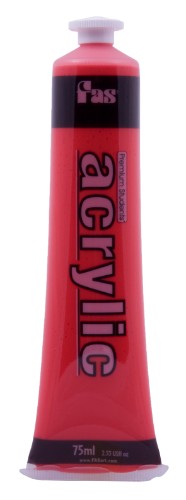 Vibrant 75ml tube of Fas Student Acrylic Paint in Warm Red, perfect for artists seeking non-toxic, versatile, and blendable color.