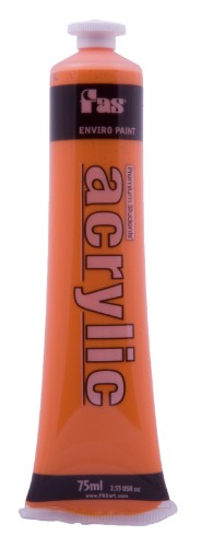 Bright orange 75ml Fas Student Acrylic paint for versatile, non-toxic art projects, perfect for mixing and layering techniques.