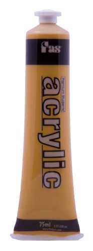 A 75ml tube of Yellow Oxide acrylic paint, perfect for vibrant, long-lasting artistic projects for all skill levels.