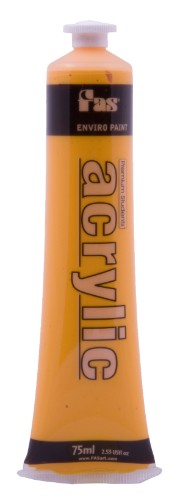 Vibrant warm yellow acrylic paint in 75ml, perfect for students and artists for versatile and easy application on various surfaces.