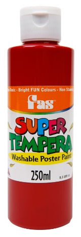 Fas Super Tempera 250ml in Burgundy, non-toxic paint ideal for classrooms, easily washable and perfect for vibrant art projects.