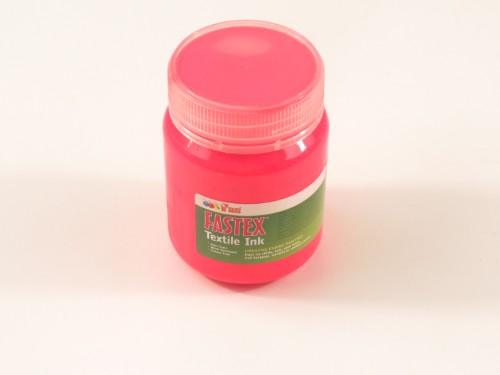 Bright Fluo Red heat set textile ink in a 250ml bottle, perfect for vibrant, durable fabric projects and easy DIY creations.