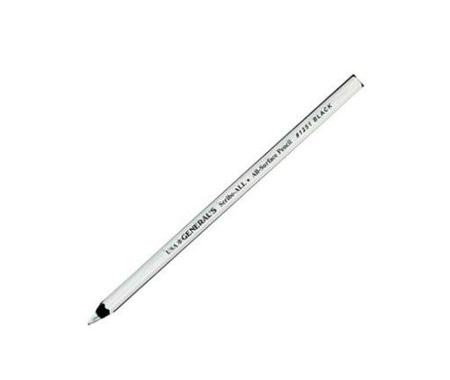 White all-surface pencil for versatile writing and drawing on various materials like glass and metal, easily erasable.