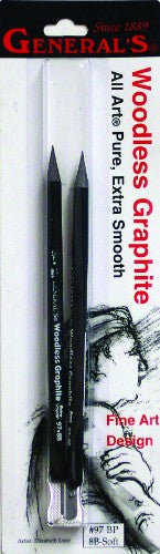 Woodless Graphite Pencil 8B in sleek black with sharpener, ideal for detailed sketches and bold strokes in fine art.