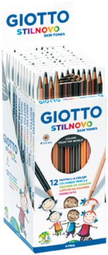 Giotto Stilnovo Skin Tones Set of 12 hexagonal artist pencils in vibrant colors, perfect for realistic skin tone artwork.