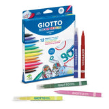 Colorful fabric marker set featuring 12 non-toxic, permanent textile markers with a fixed brush tip for creative projects.