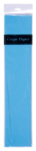 Light blue crepe paper roll (50cm x 2m) perfect for crafting, decorations, and floral arrangements for any celebration.