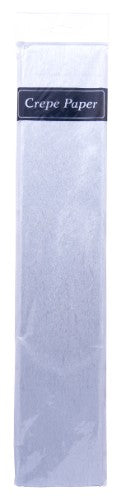 Premium silver crepe paper roll (50cm x 2m) for crafting, decorating, and creating stunning party supplies.