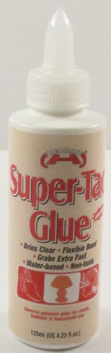 Helmar Super-Tac Eva Glue 125ml, a fast-grabbing adhesive for various materials including wood, paper, and fabric.