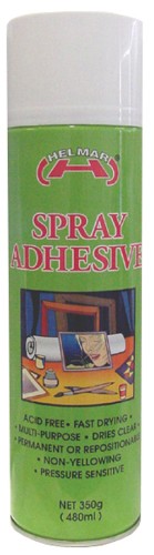 Helmar Spray Adhesive 330g for effortless bonding of fabrics, paper, and various materials in crafting projects.