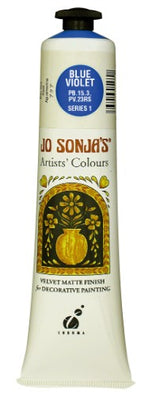 A 75ml tube of Jo Sonja's Blue Violet acrylic paint, offering vibrant, water-resistant color with a matte finish for versatile art applications.