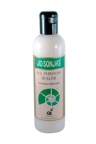 A 250ml acrylic sealer by Jo Sonja, ideal for enhancing paint adhesion on various surfaces without an opaque finish.