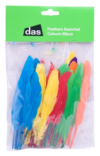 Colorful 15cm feathers, 60-piece assorted pack ideal for DIY projects, embellishing decor, and crafting accessories.