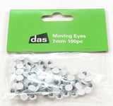 Set of 100 non-toxic 7mm moving plastic eyes, perfect for enhancing crafts like puppets and greeting cards.