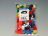 Assorted 13mm pom poms in vibrant colors, perfect for crafts, scrapbooking, and creative projects, pack of 100.