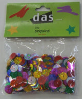 Colorful assorted sequins in 25g pack for enhancing DIY crafts, scrapbooking, and decorations. Safe and non-toxic.