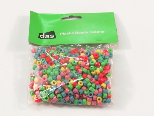 Vibrant 6x4mm plastic beads in assorted colors, perfect for jewelry making and DIY crafts.