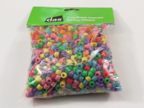 Craft - Pony Beads Assorted Colours 1000pcs