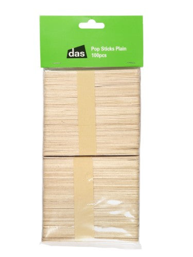 Plain wooden craft sticks in a 100pc pack for DIY projects, art, and educational activities. Perfect for all ages.