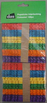 Colorful 100pc interlocking popsticks for creative arts and crafts projects, safe and durable for all ages.