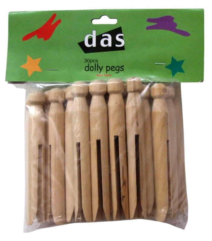 Wooden Dolly Pegs Plain 30pc