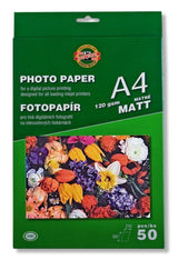 High-quality Koh-I-Noor Matt Photopaper 120gsm for vibrant, detailed digital prints with a smooth, non-reflective surface.