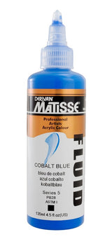 Vibrant Matisse Fluid Acrylic Paint in Cobalt Blue, 135ml, highly pigmented with excellent lightfastness for versatile art.