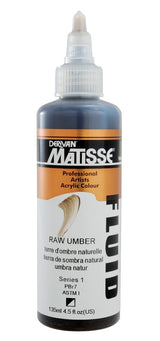 Matisse Fluid Acrylic Paint in Raw Umber (135ml), featuring deep pigmentation and versatile, smooth application for artists.