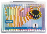 Brightly colored set of 50 Milan Fibrepens with 5 mm tips for versatile art, washable and durable for creative fun.