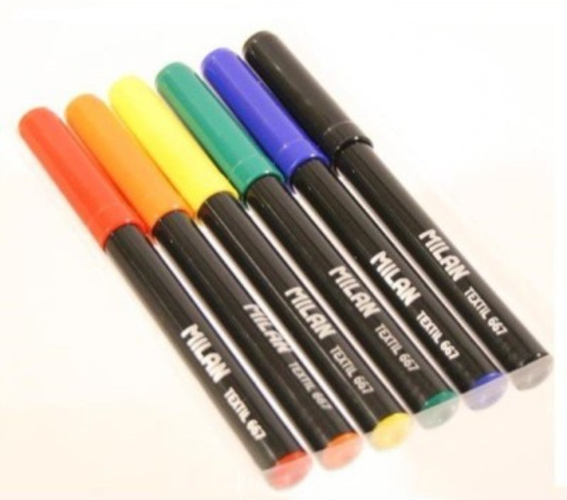 Milan Fibrepens Textile Pen in black for vibrant fabric coloring, ideal for artists and DIY crafts.