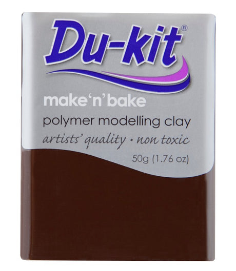 Dark brown Du-Kit modeling clay (50g) for crafting, baking, and creating art pieces, safe and non-toxic for all ages.