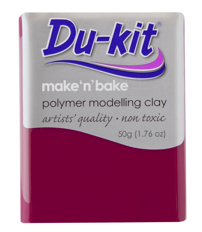 Bright ruby 50g Du-Kit modelling clay for crafting, baking, and creating art, ornaments, and toys. Safe for all ages.