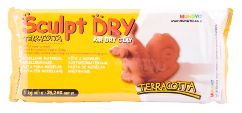 Mungyo Sculpt Dry Clay 1000g in Terracotta, soft air-dry clay ideal for sculpting, crafting, and painting projects.