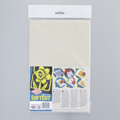 Essdee Softcut Block 100x75mm pack of 10, versatile, double-sided printing lino for detailed art and easy cutting.