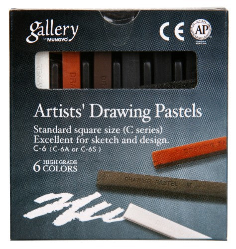 A vibrant set of 6 medium-soft pastels ideal for sketching, illustrating, and fine art projects with excellent color rendering.