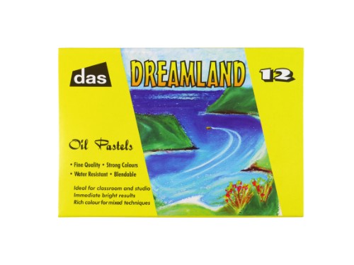 Vibrant 12-piece set of Das Dreamland oil pastels, perfect for blending, layering, and creating stunning artwork.