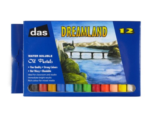 A set of 12 vibrant, water-soluble oil pastels for artists, featuring blendable colors ideal for creative projects.