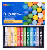 Vivid 12-color oil pastel set for various techniques, offering smooth application and fade resistance for vibrant artwork.