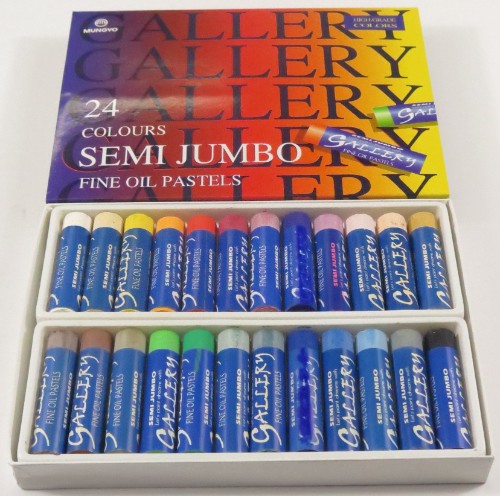 Vibrant 24-color oil pastel set for artists, featuring jumbo size for easy handling and smooth blending on various surfaces.